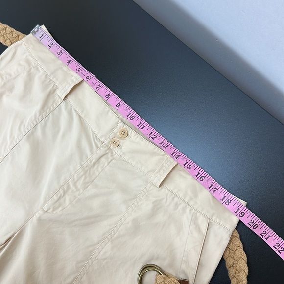 Lauren Ralph Lauren Poplin Cotton Wide Leg Belted Cropped Pants 16 Pockets - Picture 8 of 14